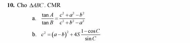 35 bài tập hệ thức lượng trong tam giác có đáp án
