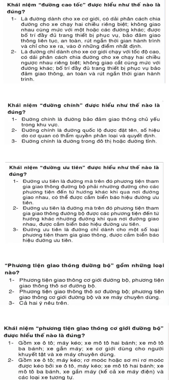 450 câu hỏi thi sát hạch lái xe mới nhất 2021