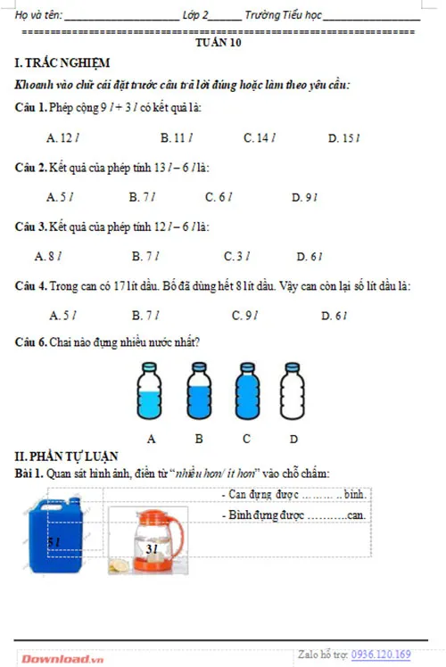 Bài tập cuối tuần lớp 2 môn Toán Chân trời sáng tạo (Cả năm)