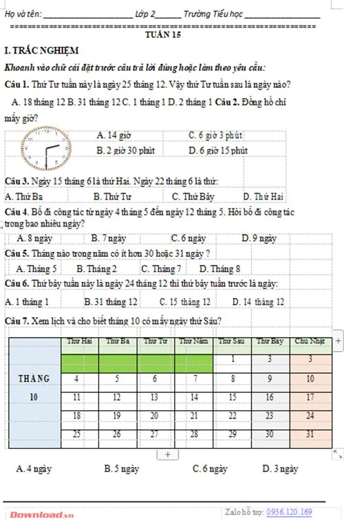 Bài tập cuối tuần lớp 2 môn Toán Chân trời sáng tạo (Cả năm)