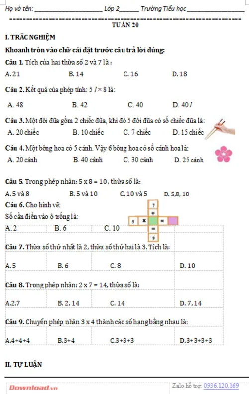 Bài tập cuối tuần lớp 2 môn Toán Chân trời sáng tạo (Cả năm)