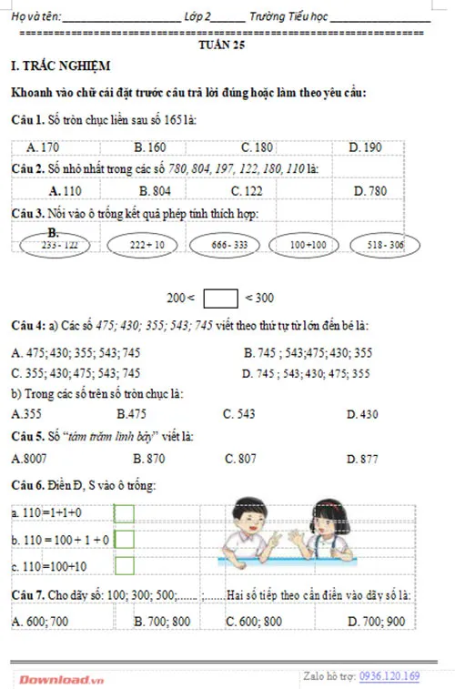 Bài tập cuối tuần lớp 2 môn Toán Chân trời sáng tạo (Cả năm)