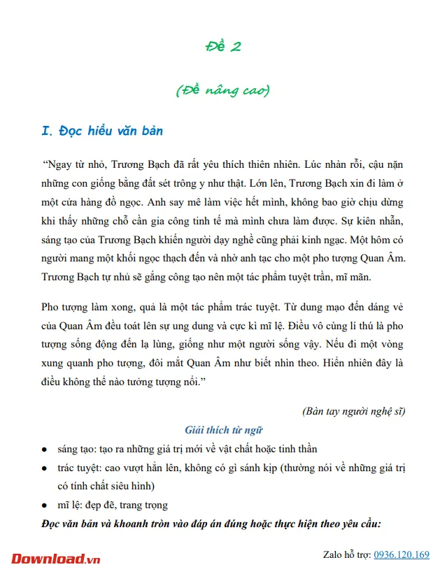 Bài tập cuối tuần lớp 3 môn Tiếng Việt Cánh diều – Tuần 23 (Nâng cao)