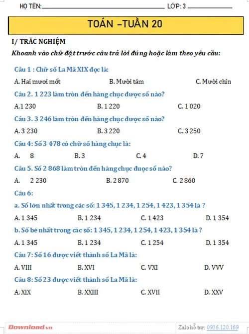 Bài tập cuối tuần lớp 3 môn Toán Kết nối tri thức với cuộc sống (Cả năm)