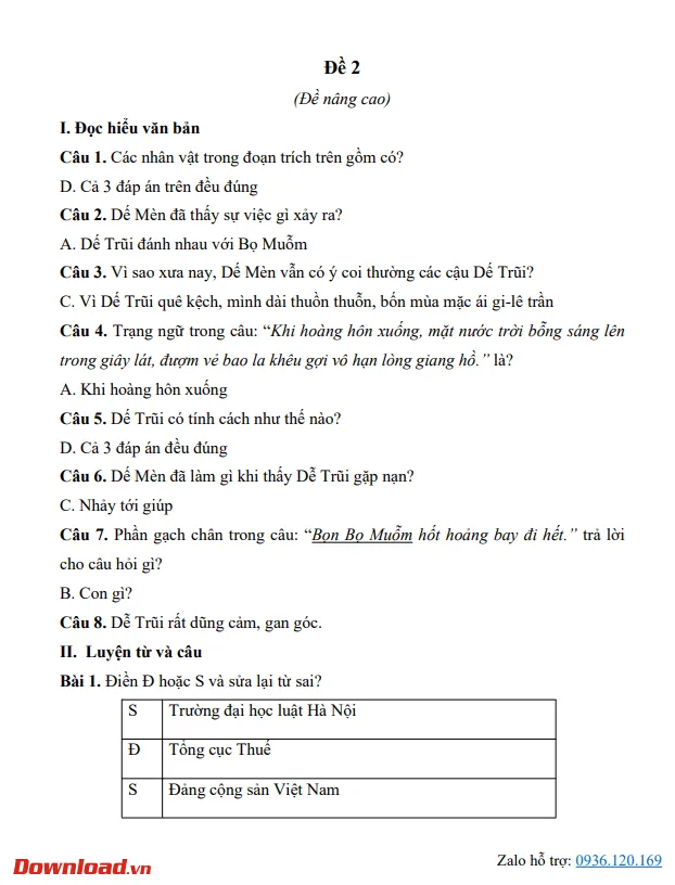 Bài tập cuối tuần lớp 4 môn Tiếng Việt Cánh diều – Tuần 34 (Nâng cao)