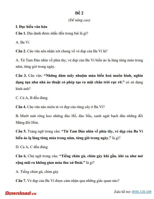 Bài tập cuối tuần lớp 4 môn Tiếng Việt Chân trời sáng tạo – Tuần 30 (Nâng cao)