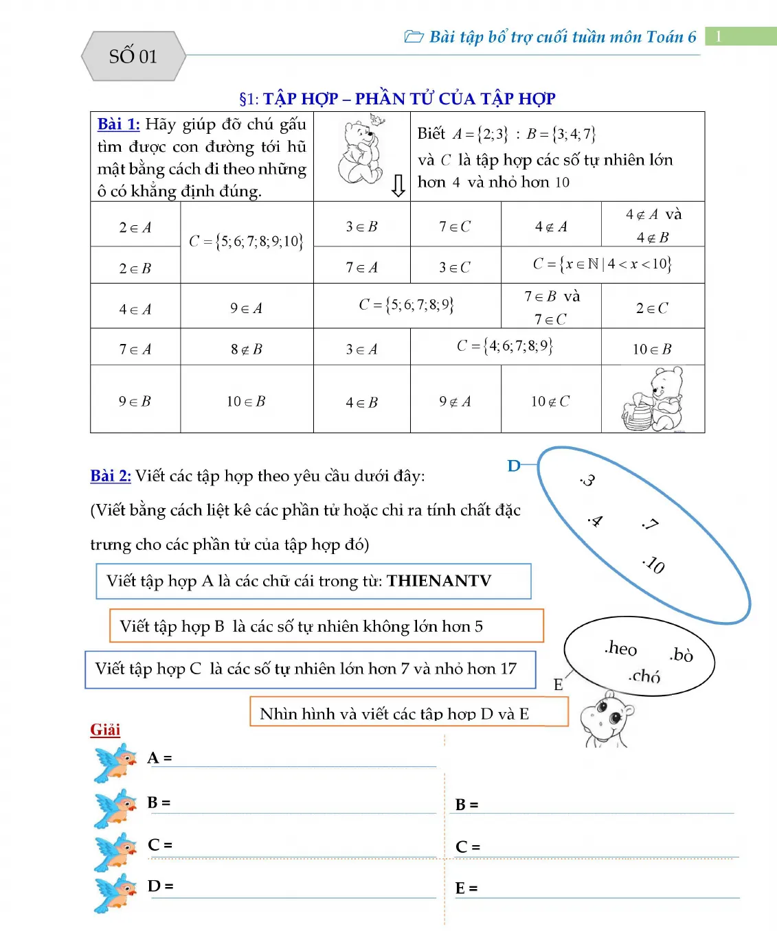 Bài tập cuối tuần số học lớp 6