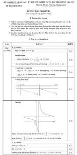 Bản hướng dẫn chấm thi tốt nghiệp THPT môn Toán hệ Giáo dục thường xuyên 2012