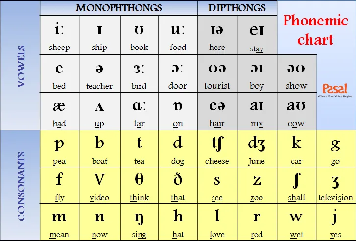 Bảng phiên âm tiếng Anh