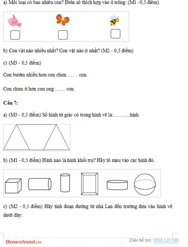 Bộ đề ôn tập môn Toán lớp 2 (Có đáp án)