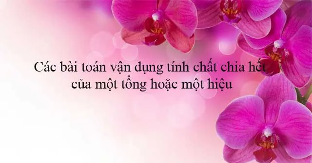 Các bài toán vận dụng tính chất chia hết của một tổng hoặc một hiệu