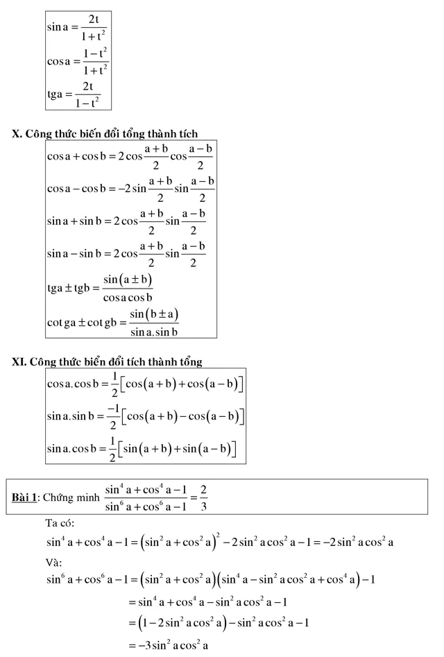 Chuyên đề công thức lượng giác và phương trình lượng giác