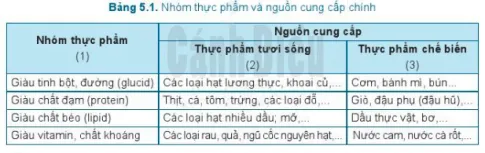 Công nghệ 6 Bài 5: Thực phẩm và giá trị dinh dưỡng