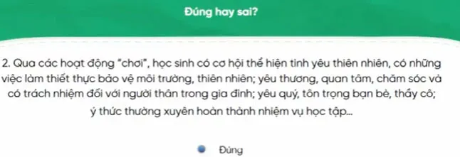 Đáp án Module Học thông qua Chơi