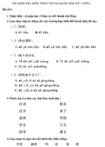 Đề kiểm tra học kì I lớp 6 môn tiếng Trung Quốc – Đề số 1