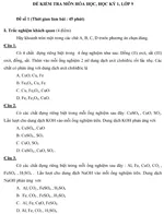 Đề kiểm tra học kì I lớp 9 môn Hóa học – Đề 1