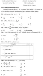 Đề kiểm tra học kì II lớp 6 môn Toán – Trường THCS Trần Cao, Hưng Yên (Đề 1)