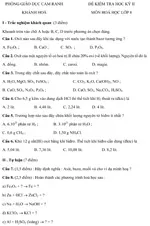 Đề kiểm tra học kì II lớp 8 môn Hóa học – Phòng Giáo dục Cam Ranh, Khánh Hòa