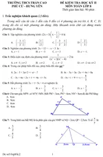 Đề kiểm tra học kì II lớp 8 môn Toán – THCS Trần Cao, Hưng Yên