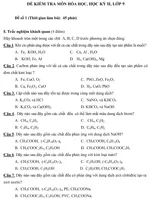 Đề kiểm tra học kì II lớp 9 môn Hóa học – Đề 1