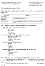 Đề kiểm tra học kì II lớp 9 môn Lịch sử – Trường THCS Phan Chu Trinh, Khánh Hòa