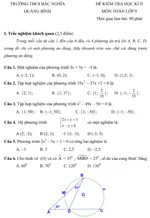Đề kiểm tra học kì II lớp 9 môn Toán – Trường THCS Bắc Nghĩa, Quảng Bình (Đề 9)