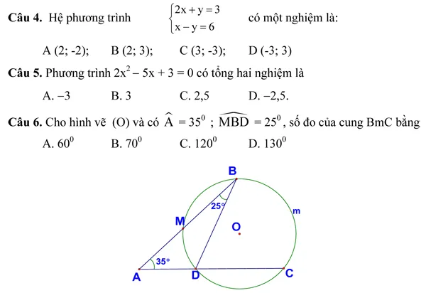 Đề kiểm tra học kì II lớp 9 môn Toán – Trường THCS Bắc Nghĩa, Quảng Bình (Đề 9)