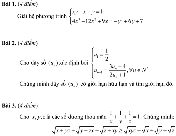 Đề thi chọn đội tuyển học sinh giỏi Toán lớp 12 vòng 1 năm 2012 – 2013 (có đáp án)