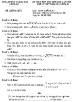 Đề thi chọn học sinh giỏi tỉnh Long An môn Toán lớp 12 – Vòng 1, bảng A (có đáp án)