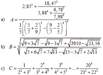 Đề thi học sinh giỏi giải toán trên Máy tính cầm tay tỉnh Thừa Thiên Huế – Khối 8 (2009 – 2010)