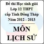 Đề thi học sinh giỏi lớp 12 THPT tỉnh Đồng Tháp môn Lịch sử (năm học 2012 – 2013)