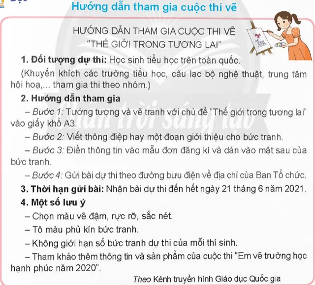 Đọc: Hướng dẫn tham gia cuộc thi vẽ – Tiếng Việt 4 Chân trời sáng tạo