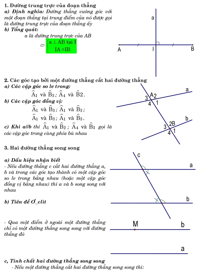 Hệ thống kiến thức Hình học lớp 7, 8