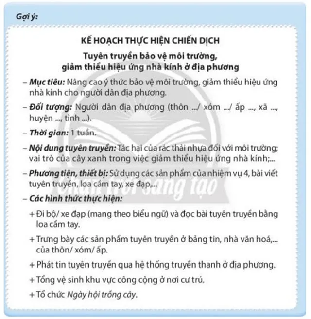 Hoạt động trải nghiệm 7: Góp phần giảm thiểu hiệu ứng nhà kính