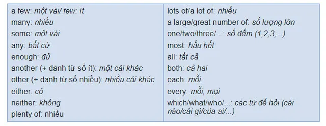 Kiến thức ngữ pháp tiếng Anh về từ hạn định