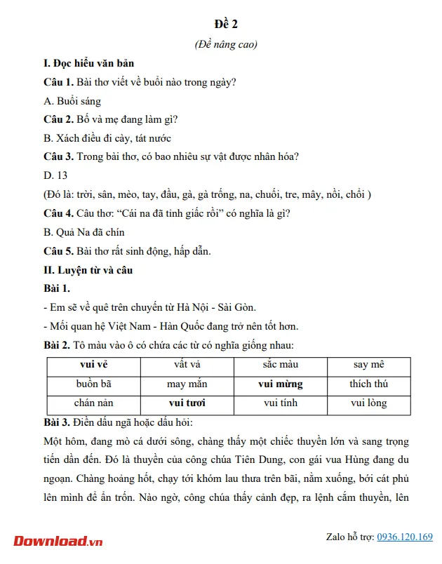 Phiếu bài tập cuối tuần lớp 3 môn Tiếng Việt Kết nối tri thức – Tuần 23 (Nâng cao)