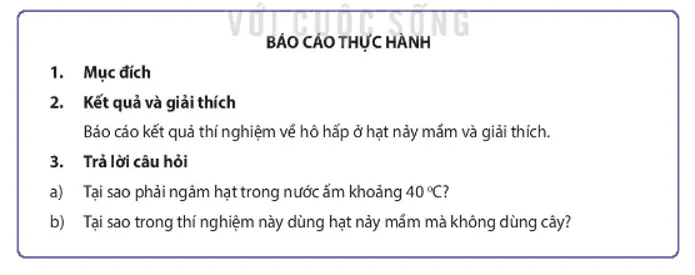 Sinh học 11 Bài 7: Thực hành hô hấp ở thực vật