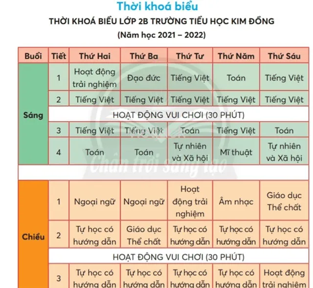 Soạn bài Thời khóa biểu trang 117