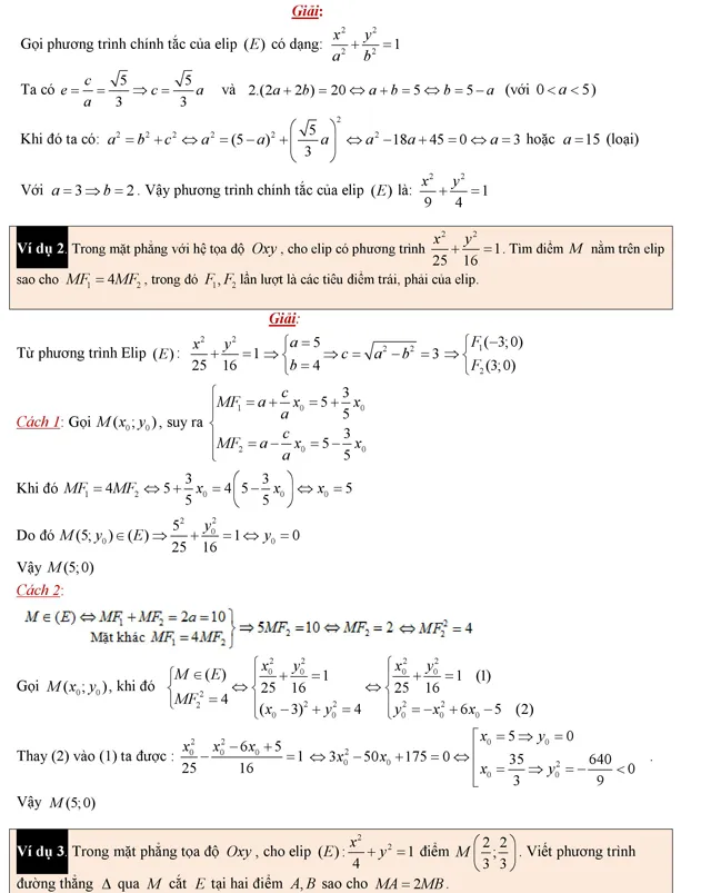Tài liệu hình học oxy elip và các bài toán liên quan