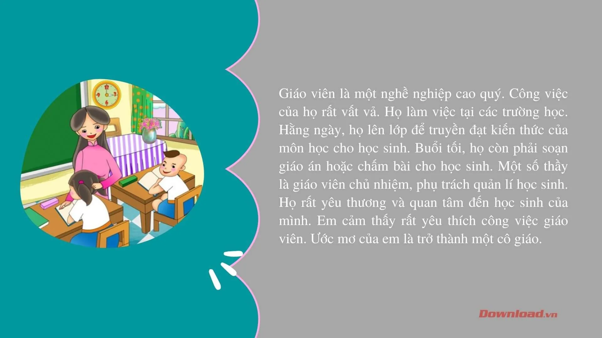 Tập làm văn lớp 2: Kể về nghề giáo viên (10 mẫu)