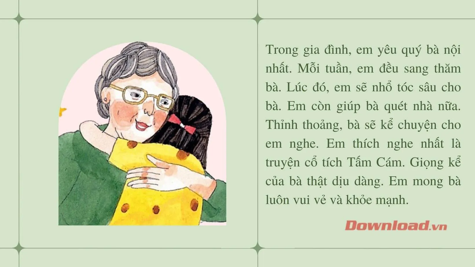 Tập làm văn lớp 2: Kể về tình cảm của em đối với người thân