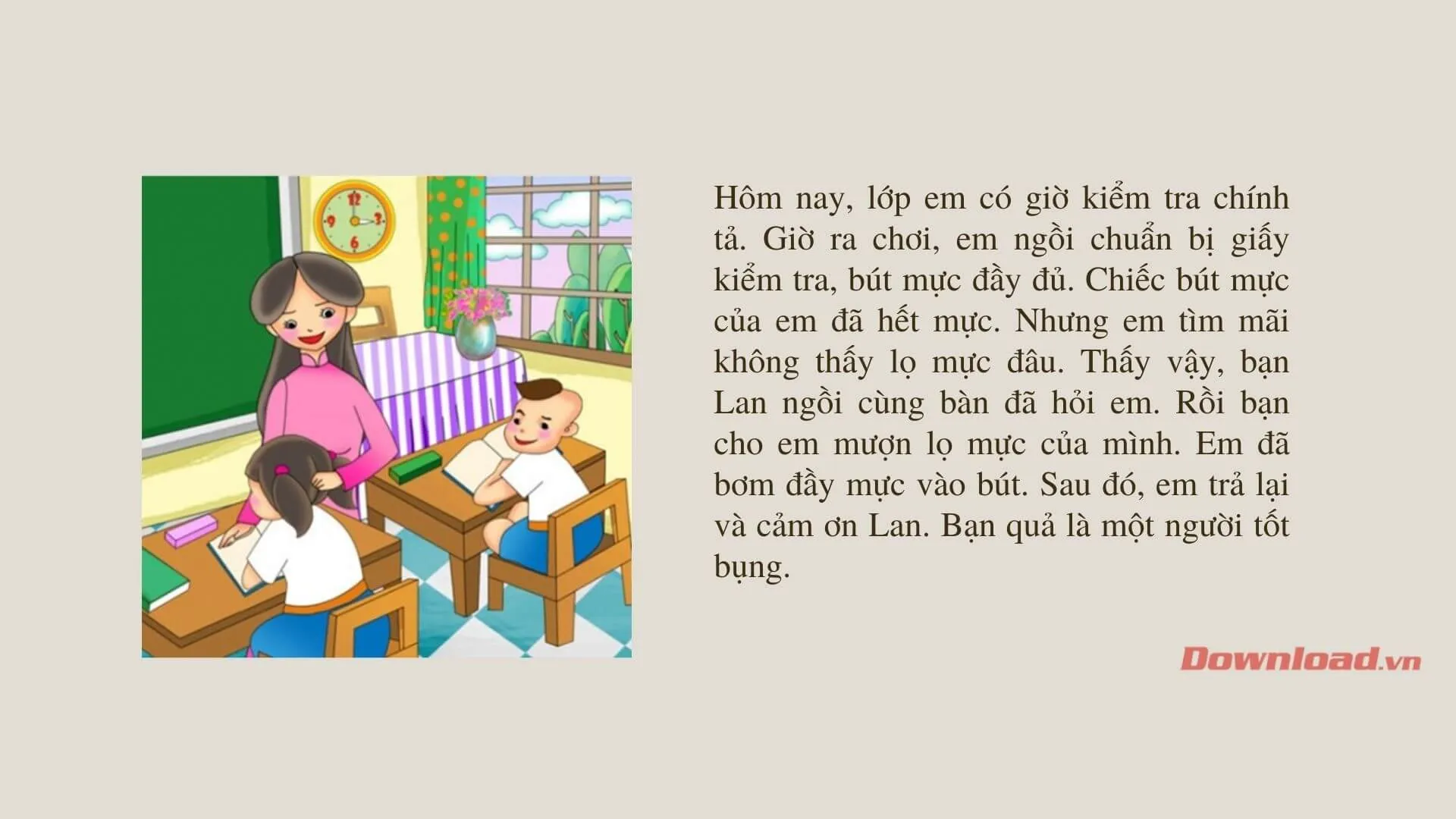 Tập làm văn lớp 2: Kể về việc em đã giúp đỡ người khác hoặc em được người khác giúp đỡ