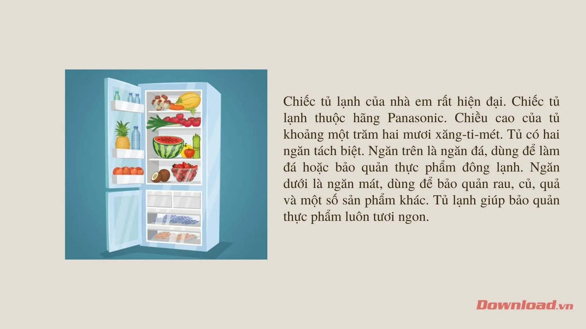 Tập làm văn lớp 2: Tả cái tủ lạnh (14 mẫu)