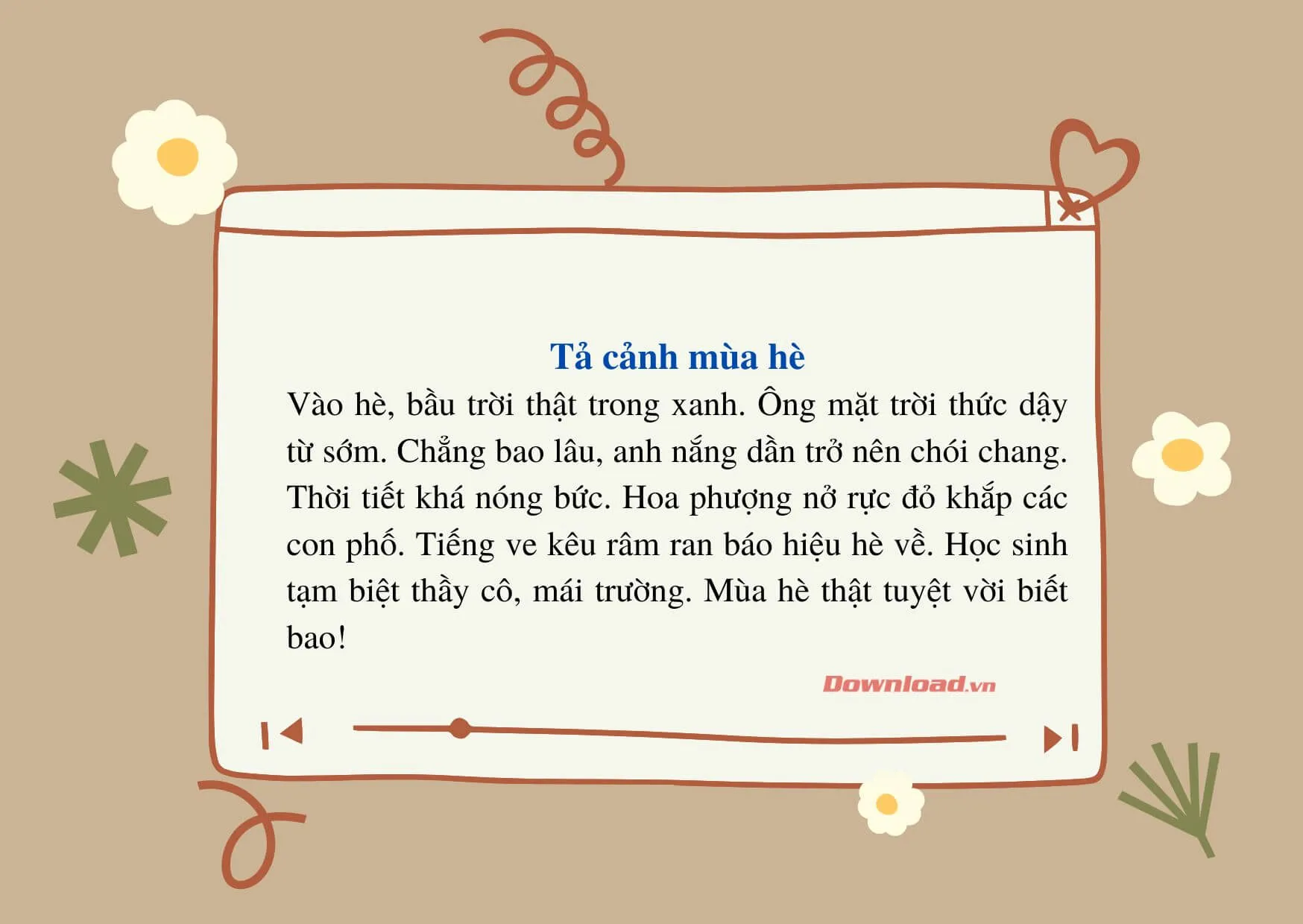 Tập làm văn lớp 2: Tả cảnh mùa hè (24 mẫu)