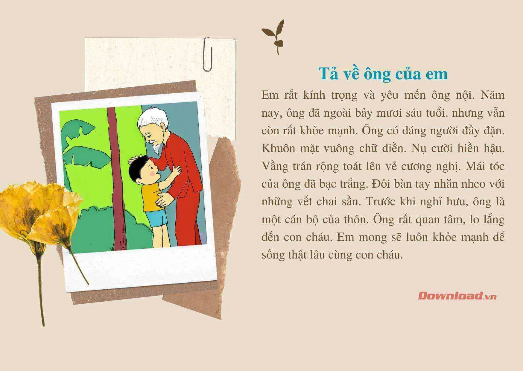 Tập làm văn lớp 2: Tả về ông của em (12 mẫu)