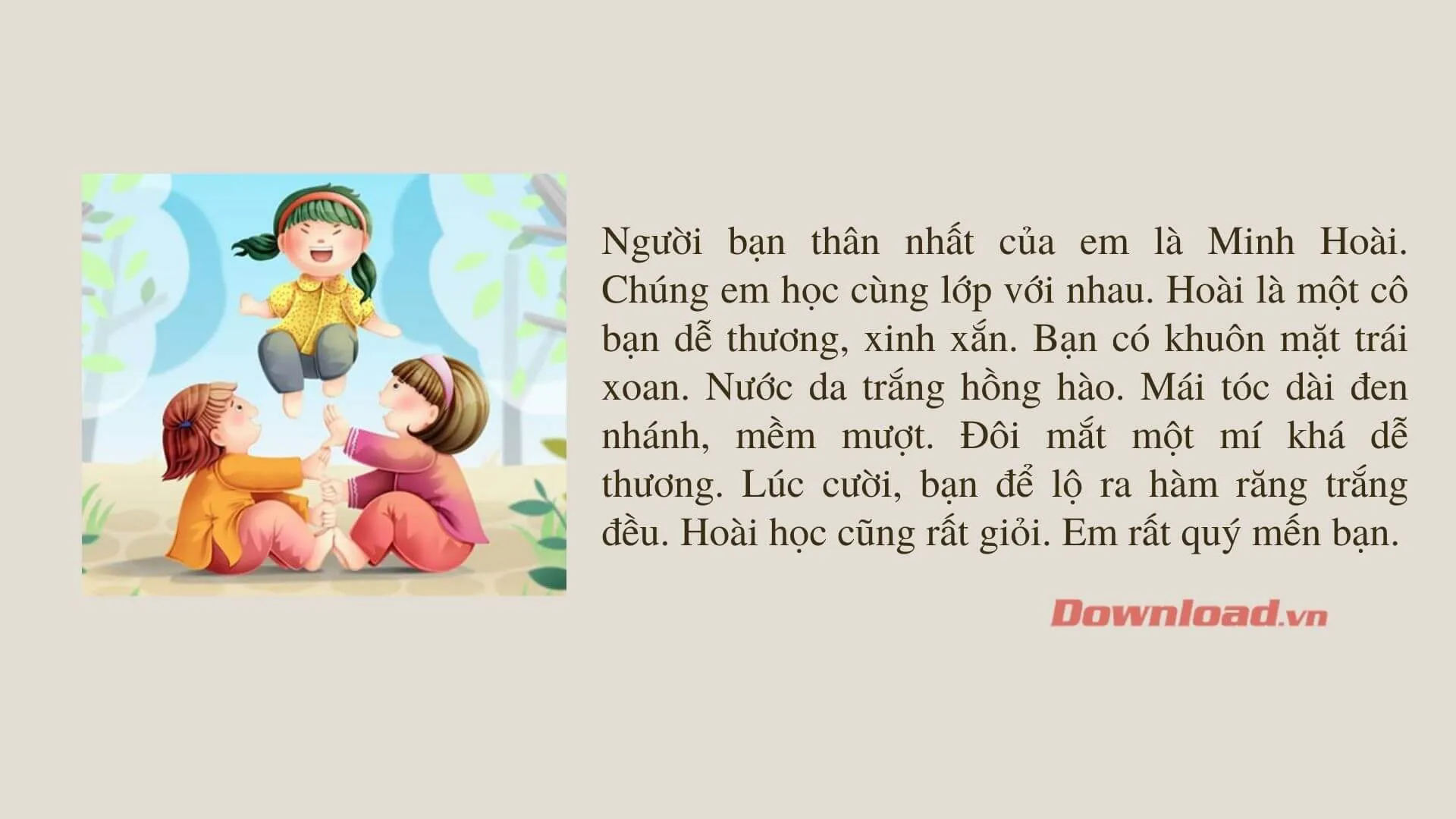 Tập làm văn lớp 2: Tập viết về một người bạn mà em yêu quý (44 mẫu)