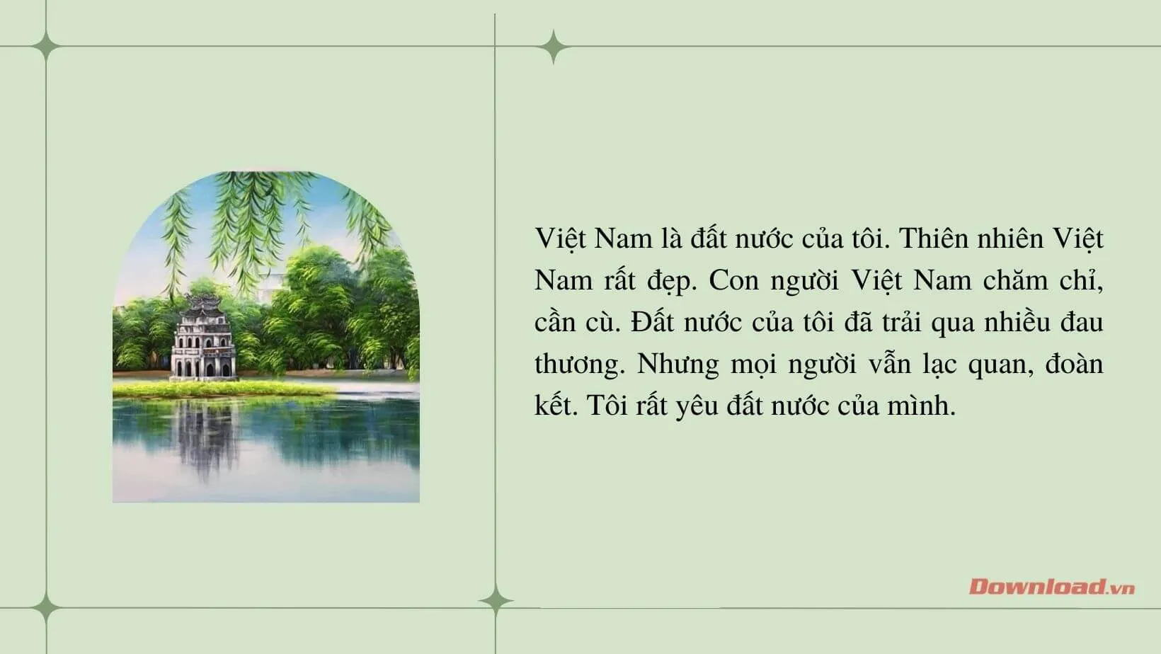 Tập làm văn lớp 2: Viết 4 – 5 câu kể những điều em biết về đất nước và con người Việt Nam