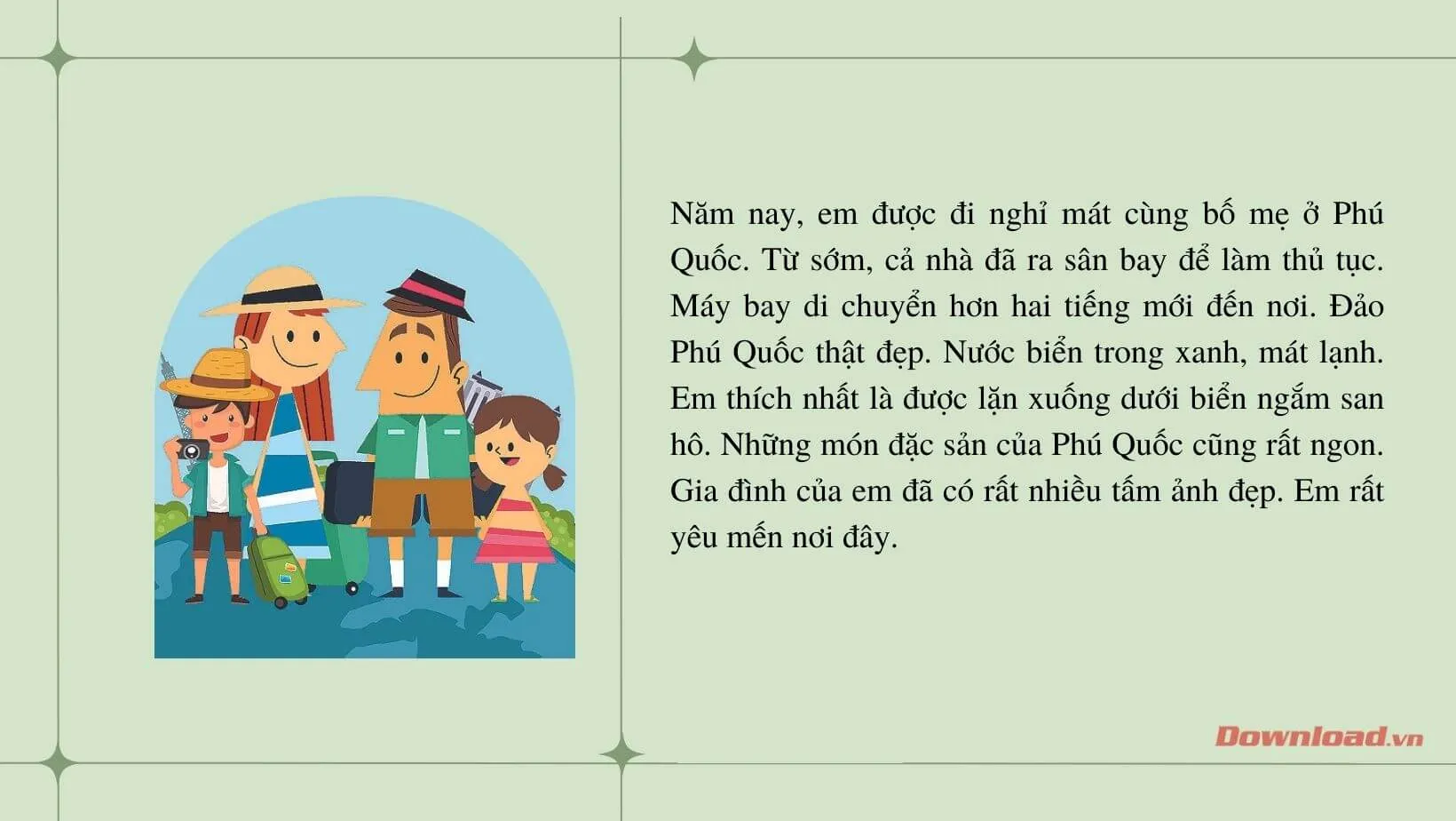 Tập làm văn lớp 2: Viết 4 – 5 câu kể về buổi đi chơi cùng người thân