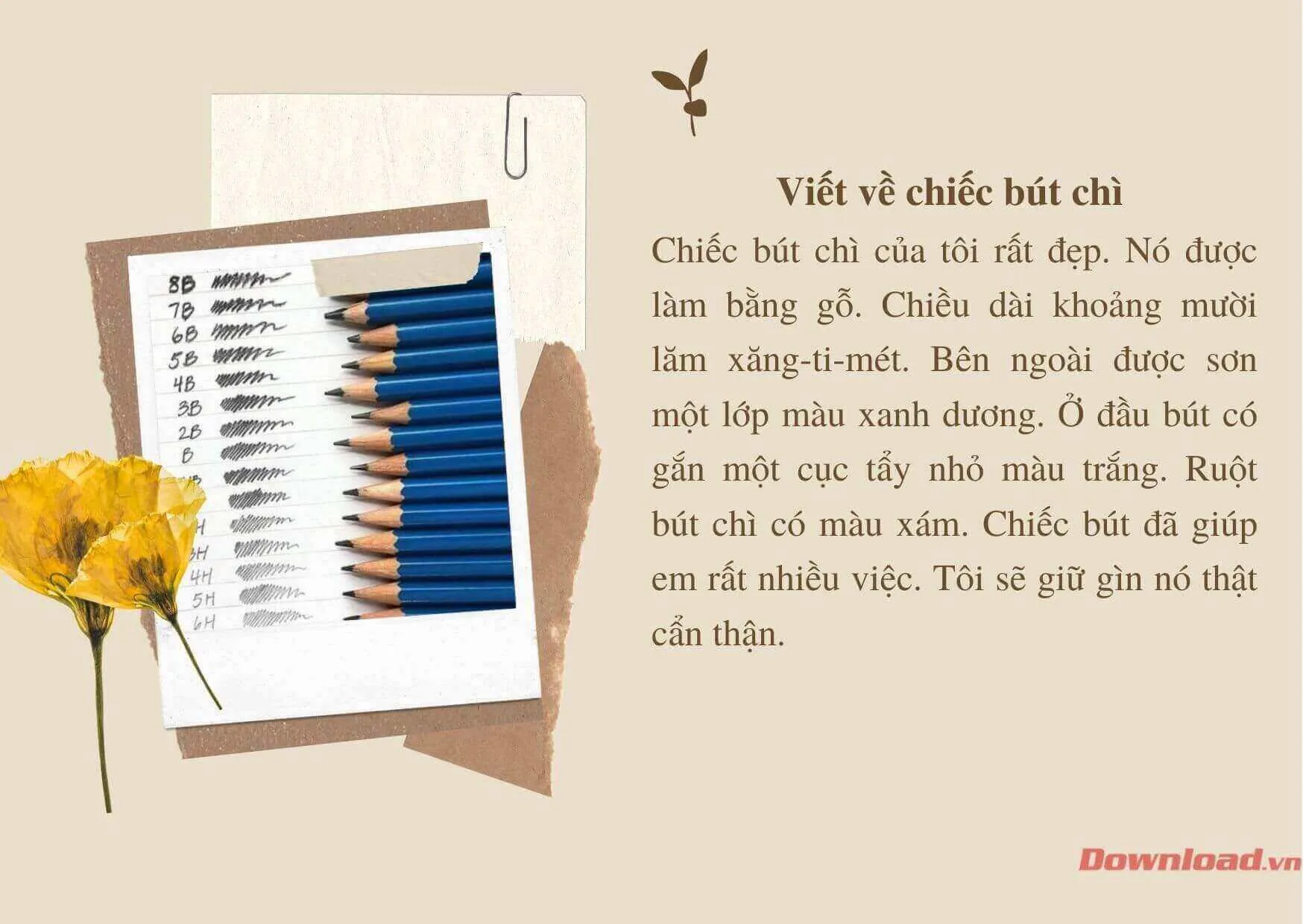 Tập làm văn lớp 2: Viết 4 – 5 câu về chiếc bút chì (24 mẫu)