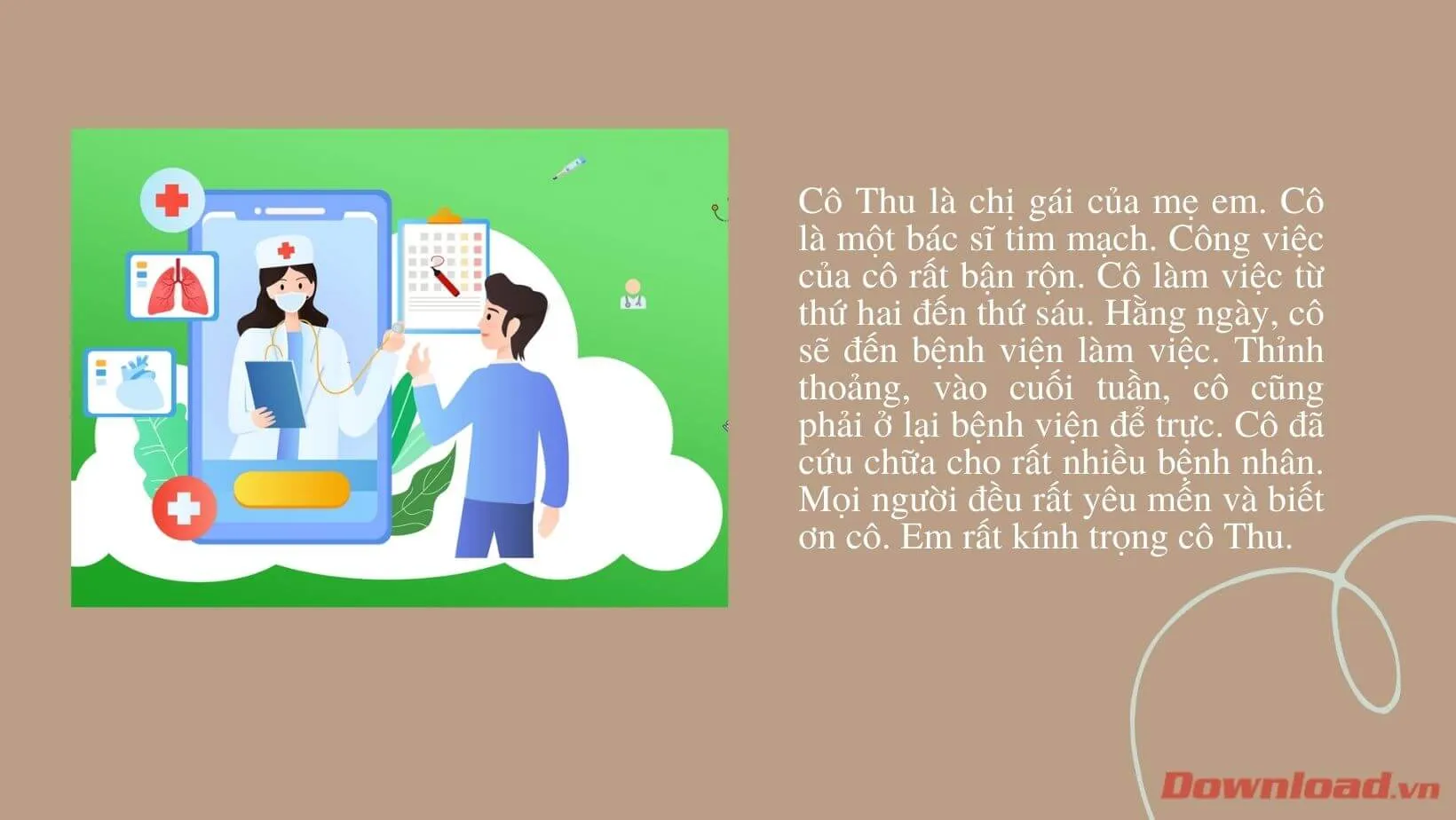 Tập làm văn lớp 2: Viết 4 – 5 câu về công việc hằng ngày của một người thân của em